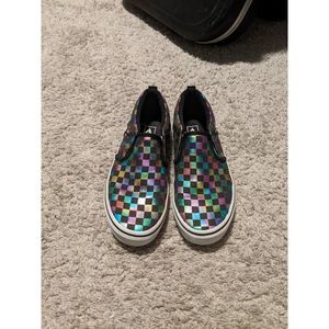 Girls slip on Vans metallic black multicolor - missy size 6